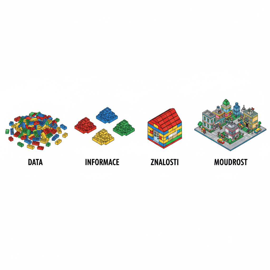 Pyramida DIKW z LEGO kostek